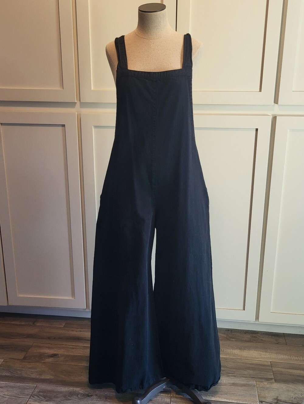 Free People Wide Leg Black Jumpsuit Overalls Size 6